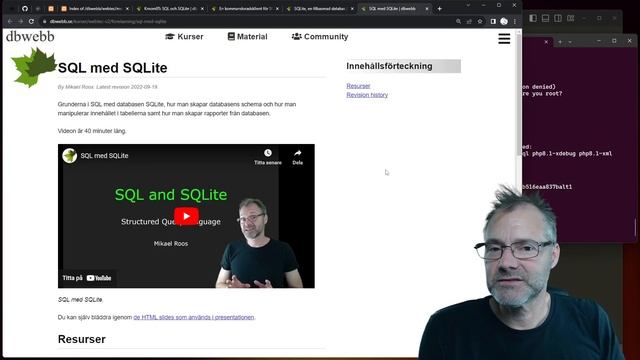webtec kmom05 tisdagszoom (1/5) - Kom igång med kmom05 med PHP PDO och SQL med SQLite смотреть онлайн
