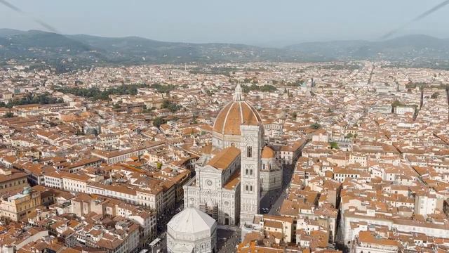 Florence, Italy. Cathedral Santa Maria del Fiore. Panoramic view of the city. Summer. Evening, Aeri смотреть онлайн