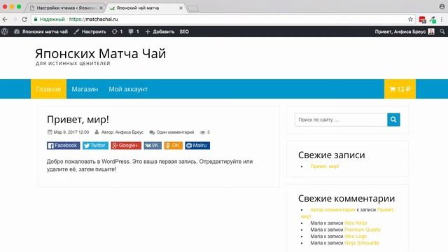 Как создать страницы "Блог" и "Магазин" сайт на WorPress и настроить меню смотреть онлайн