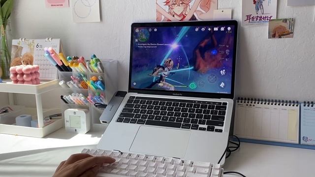 ? playing genshin on m1 macbook pro | mechanical keyboard, ambient noise смотреть онлайн