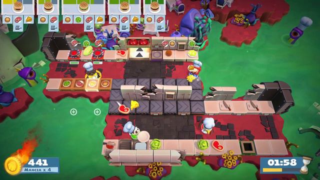 Overcooked 2. Story 6-5 | 4 Players Online Coop 4 Stars | Score: 1341