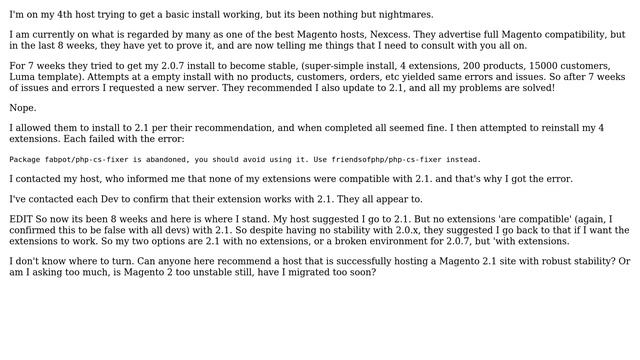 Magento: My host is wildly unstable. Recommendations for Magento 2? смотреть онлайн