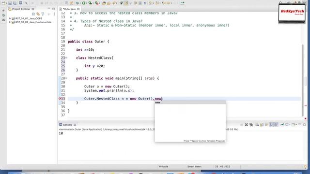 # 47 nested classes in java | nested class | types of inner classes in java | Java 8 | RedSysTech смотреть онлайн