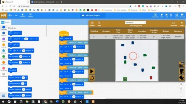 VEXcode VR Disk Color Maze