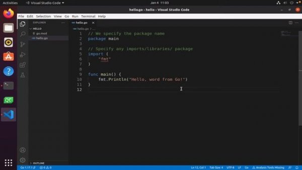 Hello world using Visual Studio Code