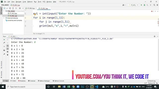 Create USER INPUT Multiplication Tables in Python with Nested For Loop in Urdu / Hindi - #python смотреть онлайн