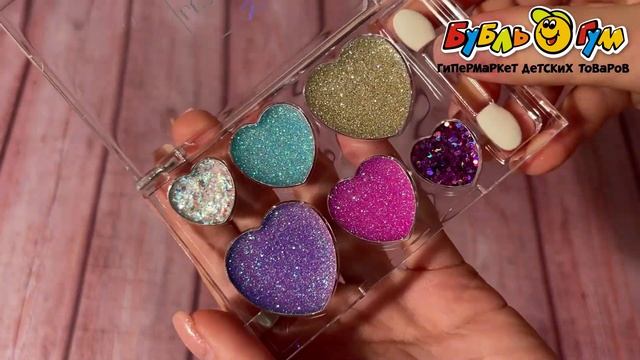Тени для век LUKKY палетка сердечки с блестками и аппликатором
