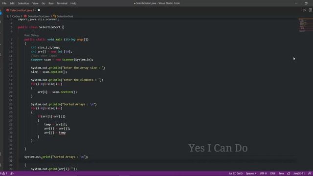 Selection Sort | Java Program | Yes I Can Do смотреть онлайн