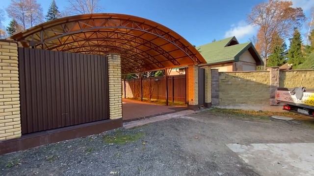 Навес из поликарбоната на 4 машины Спецкаркас | Навес из поликарбоната во дворе частного дома смотреть онлайн