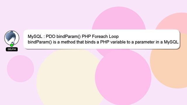MySQL : PDO bindParam() PHP Foreach Loop смотреть онлайн