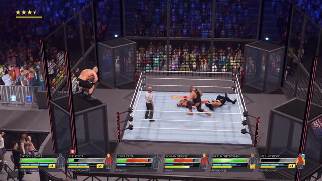 WWE 2K22 Braun Strowman Vs. Cena Vs. Lesnar Vs. Rock Vs. Roman Vs. Mysterio Elemination Chember смотреть онлайн