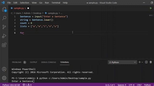 Python Program To Count The Vowels In Given Sentence | Python Programs смотреть онлайн