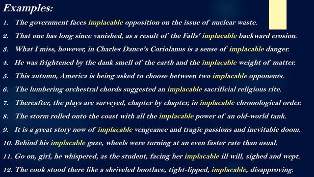 Implacable Meaning with Examples смотреть онлайн