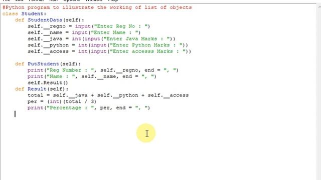 Python program to illustrate the working of list of objects смотреть онлайн