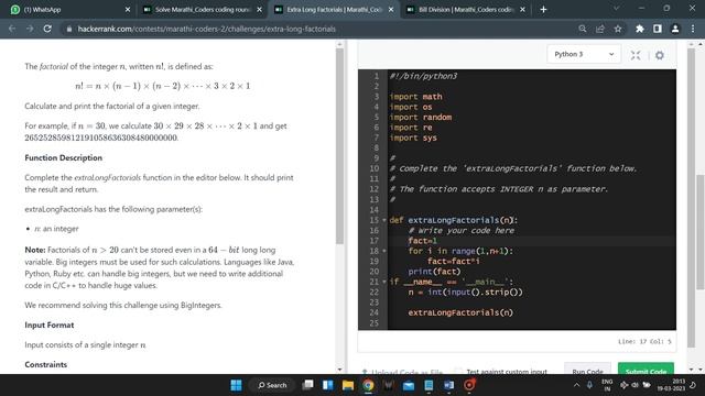 Hackerrank coding challenge (python)- day 2 ( September 22 cdac batch) смотреть онлайн