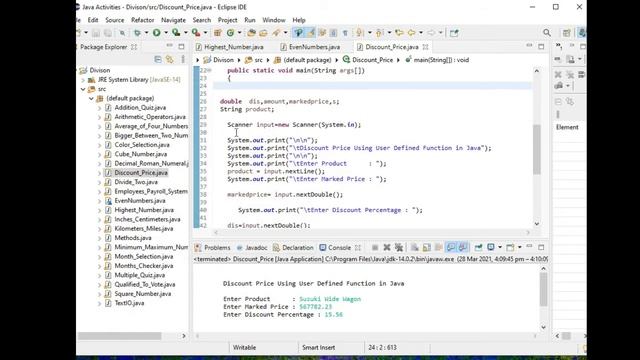 Discount Price Using User Defined Function in Java смотреть онлайн