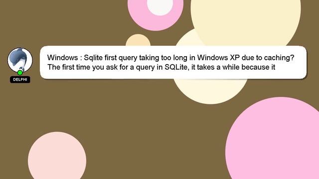 Windows : Sqlite first query taking too long in Windows XP due to caching? смотреть онлайн