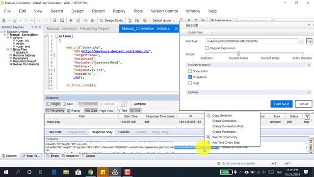 How to use Manual Correlation in LoadRunner смотреть онлайн