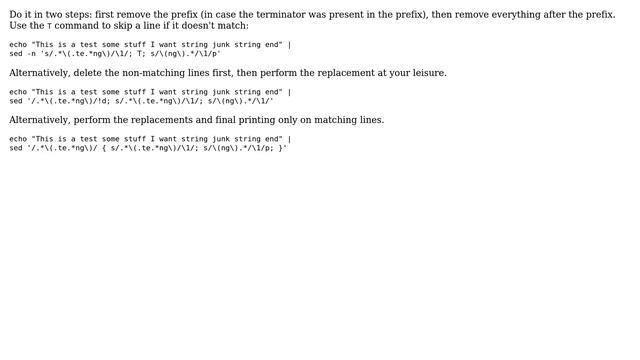 Unix & Linux: Extract a substring with sed that stops at the first occurrence of the end смотреть онлайн