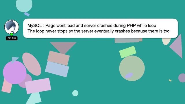 MySQL : Page wont load and server crashes during PHP while loop смотреть онлайн