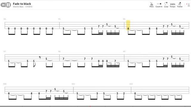 Metallica - Fade to black (Bass TAB) смотреть онлайн