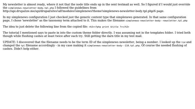 Drupal: simplenews-newsletter-body.tpl.php won't be overridden смотреть онлайн