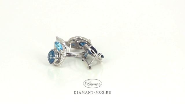 Золотое кольцо (Арт.Кз009587) и серьги (Арт. 2180070) с Лондон топазом. смотреть онлайн