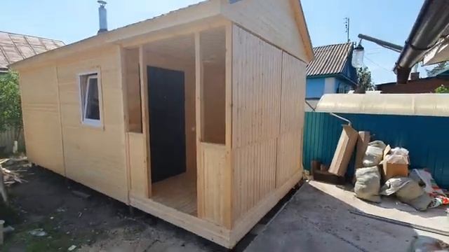 Каркасная Баня с террасой 3х7м от компании Лесное раздолье Омск смотреть онлайн