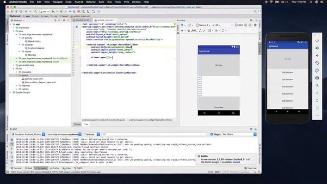 6 - RecyclerView inside NestedScrollView(Kotlin) смотреть онлайн