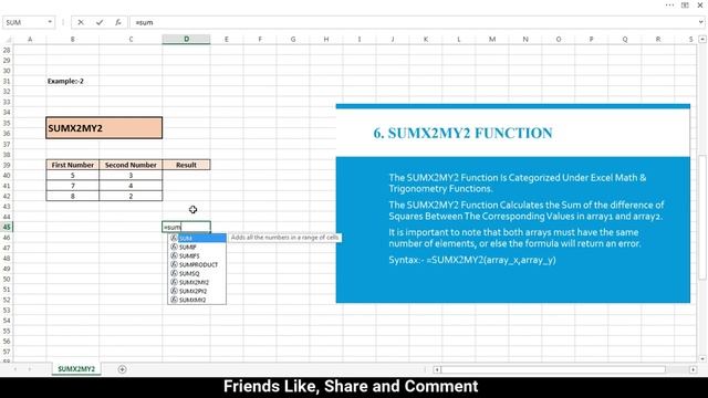 Sumx2my2 Formula in Excel || Excel Formulas || Sum Series Formulas || Sumit Maheshwari смотреть онлайн