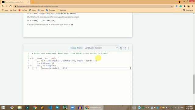 HackerRank Set Mutations problem solution in Python | Python solutions | Programmingoneonone смотреть онлайн