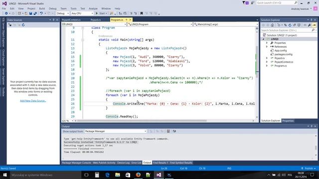 [Programowanie] #2 Entity Framework 6.1.3 - podejście code-first czyli baza danych i tabele z kodu смотреть онлайн