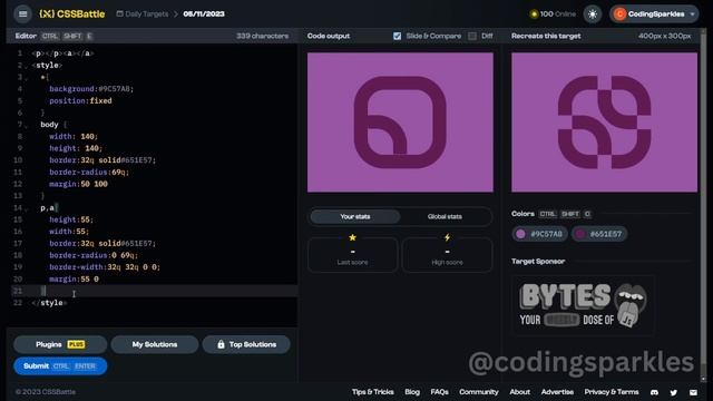 CSS Battle Solution | Daily Targets - 5th November, 2023 - 100% Solution | CSS3 | CSS Challenges смотреть онлайн
