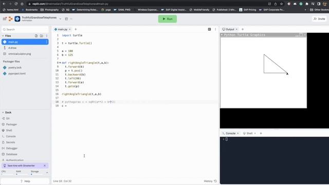 Python Turtle Coding - Draw Right Angle Triangle using Pythagorus Theorem смотреть онлайн
