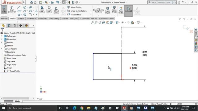 Square Threads Direct Feature In SolidWorks with all configurations смотреть онлайн