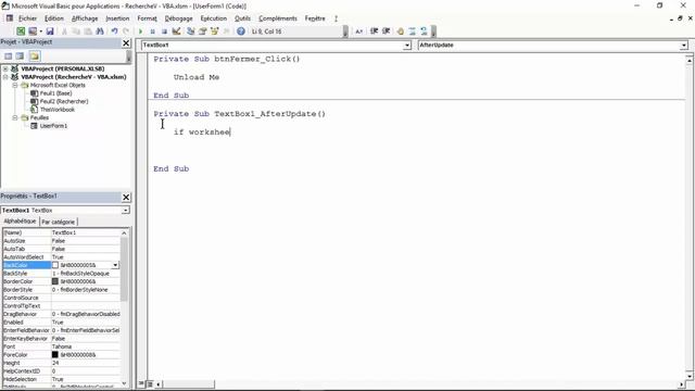 Excel VBA - Comment utiliser la fonction RechercheV() dans un UserForm смотреть онлайн