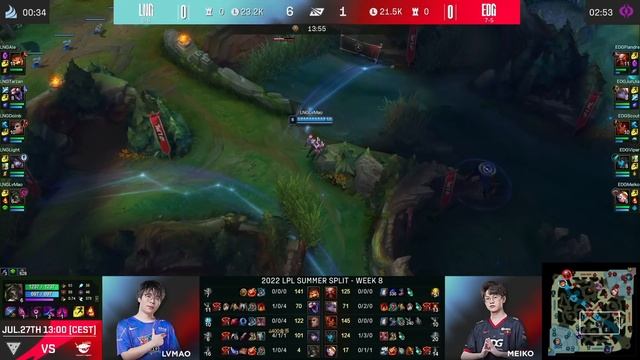 LNG vs EDG - Game 1 | Week 8 Day 2 LPL Summer 2022 | LNG Gaming vs Edward Gaming G1 смотреть онлайн