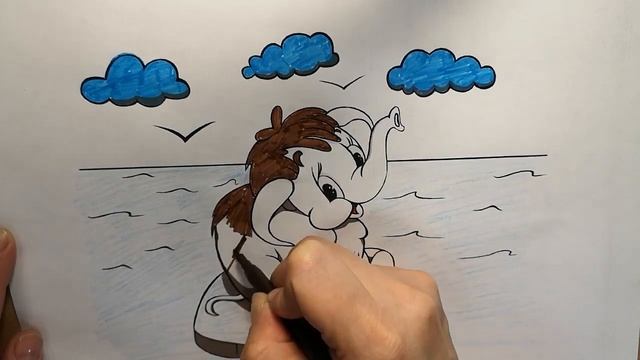Мамонтёнок из мультфильма "мама для мамонтенка"! Раскраска для самых маленьких! смотреть онлайн