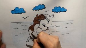 Мамонтёнок из мультфильма «мама для мамонтенка»! Раскраска для самых маленьких!