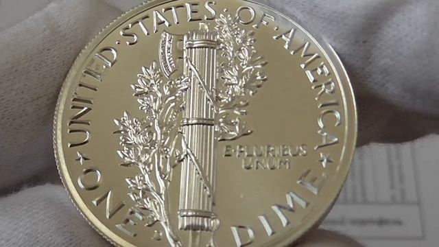 2 унции Крылатый Меркурий(10 центов крылатая Свобода), one dime Меркурий, вес 62,2 гр.,проба 999. смотреть онлайн