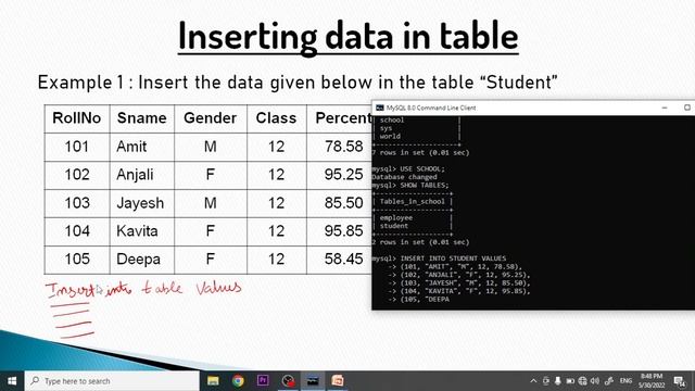 Insert data values into SQL tables смотреть онлайн