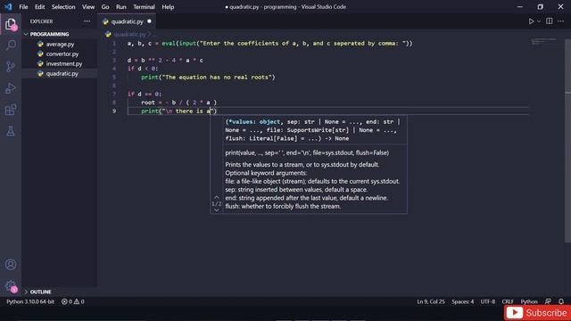 How to get the roots of the quadratic equation | python exercise #07 смотреть онлайн