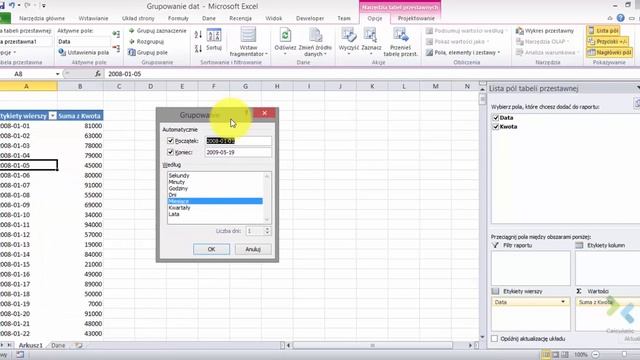 Excel - grupowanie dat w tabelach przestawnych смотреть онлайн