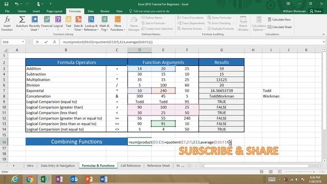Excel 2016 Tutorial Training for Beginners | Learn How to Use Excel Formulas Functions Charts Table смотреть онлайн