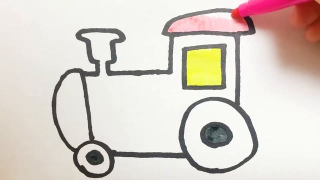 Как нарисовать Паровозик - Раскраска Паровоз для детей - Рисунки Раскраски смотреть онлайн