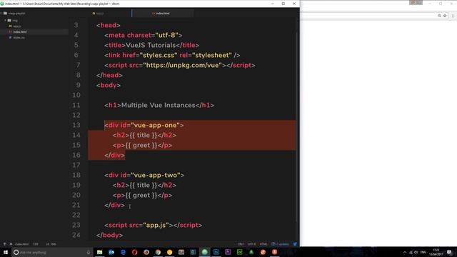 Vue JS 2 Tutorial #14 - Multiple Vue Instances смотреть онлайн