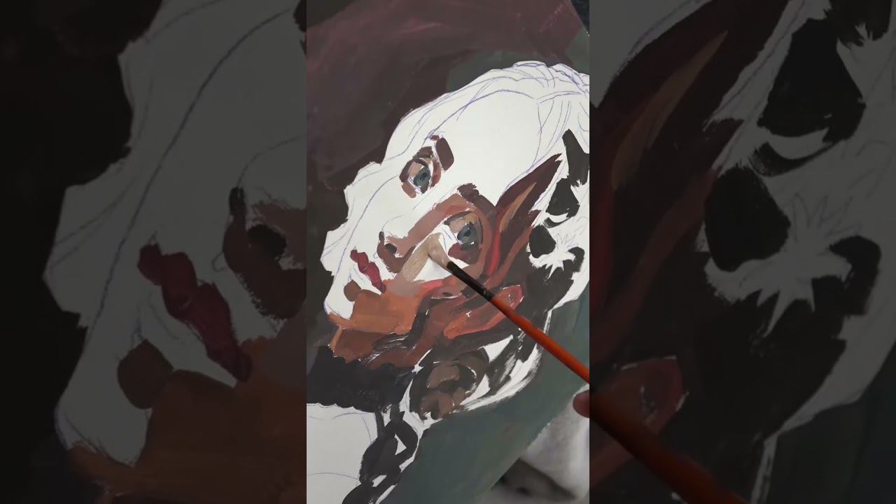 Портрет профессиональной гуашью ТАИР от Маргариты Адясовой! #art #painting #drawing смотреть онлайн