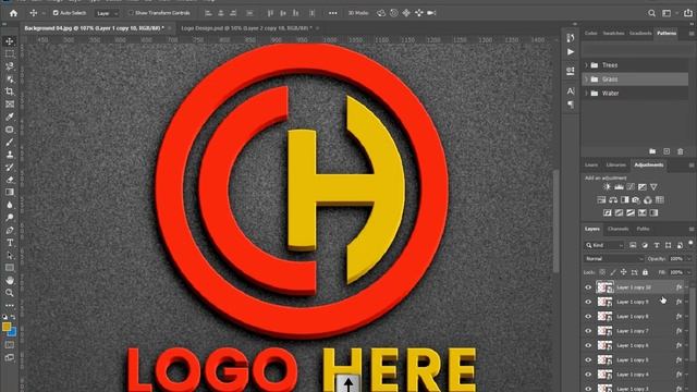 Glass 3D Logo Mockup on Black Wall - Adobe Photoshop Tutorial смотреть онлайн