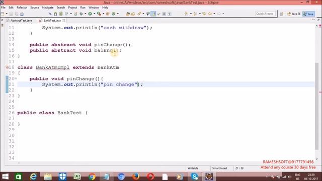 RAMESH SOFT : Abstract keyword in java|| Abstract class in Java смотреть онлайн