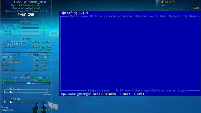 Утилита iptraf-ng в системе Calculate Linux или контролируем сетевой трафик смотреть онлайн